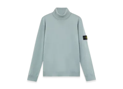 Stone Island 525C4 Light Pure RWS Wool Turtleneck Sweater with Ribbed Details - 24FW "Green Grey"