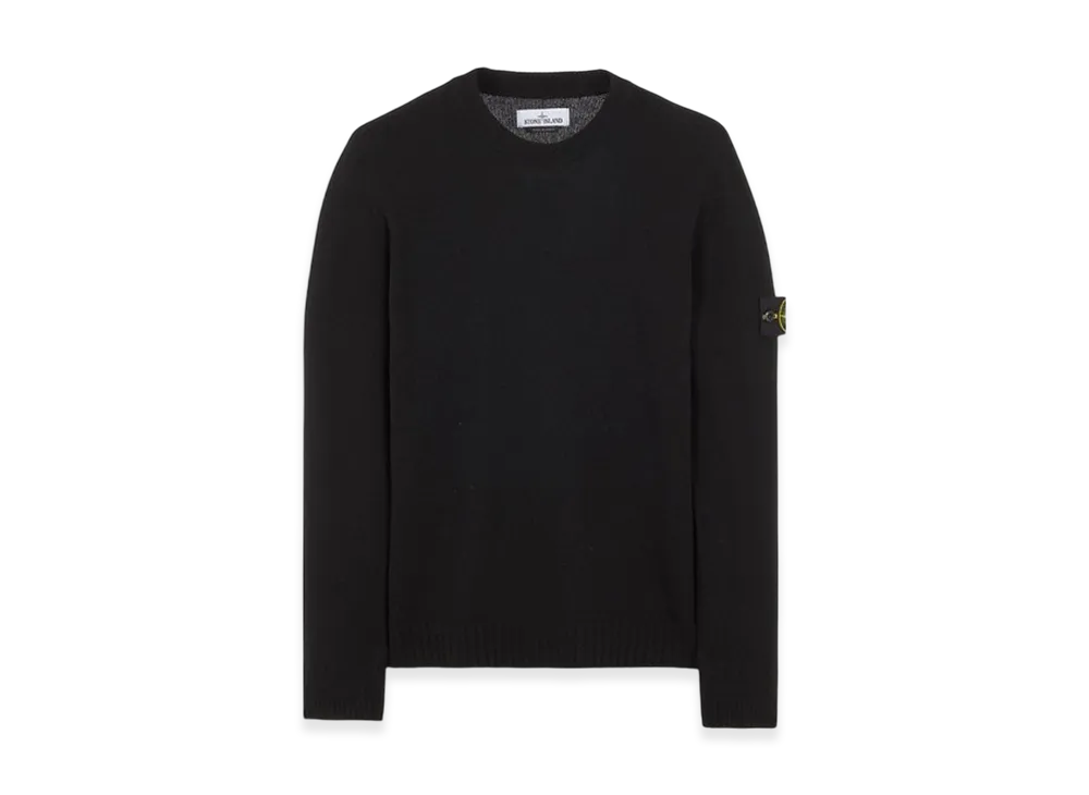 ストーンアイランド 524A3 ラムズウール クルーネック ニット - 22FW "ブラック"