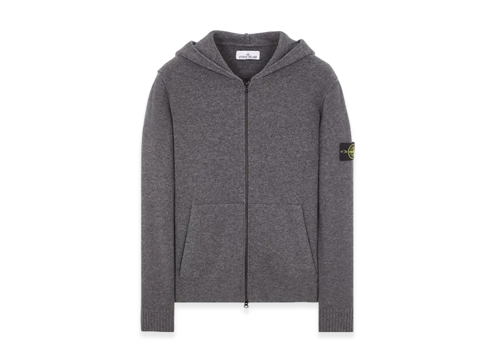 Stone Island 523B6 Geelong Wool Hooded Cardigan Knit - 23FW "Dark Grey Melange"
