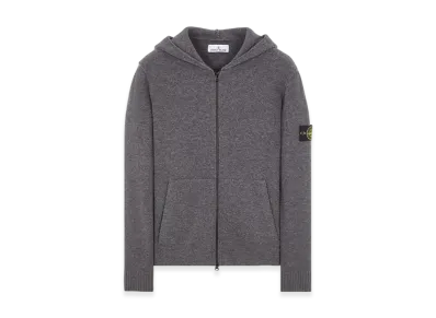 Stone Island 523B6 Geelong Wool Hooded Cardigan Knit - 23FW "Dark Grey Melange"