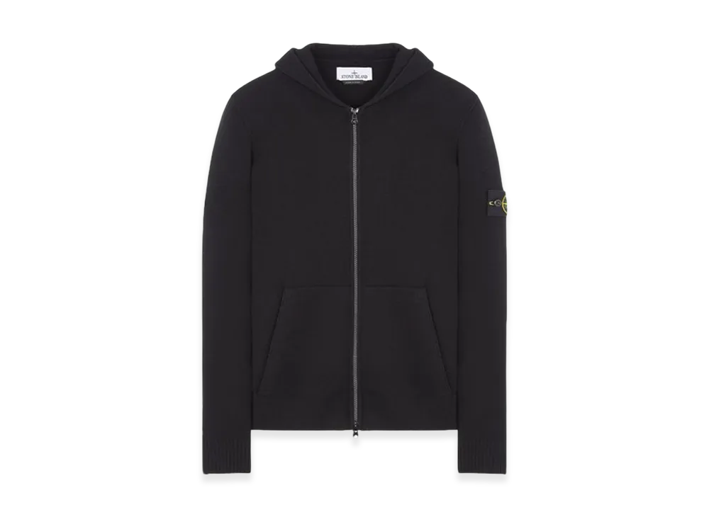 Stone Island 523B6 Geelong Wool Hooded Cardigan Knit - 23FW "Black"