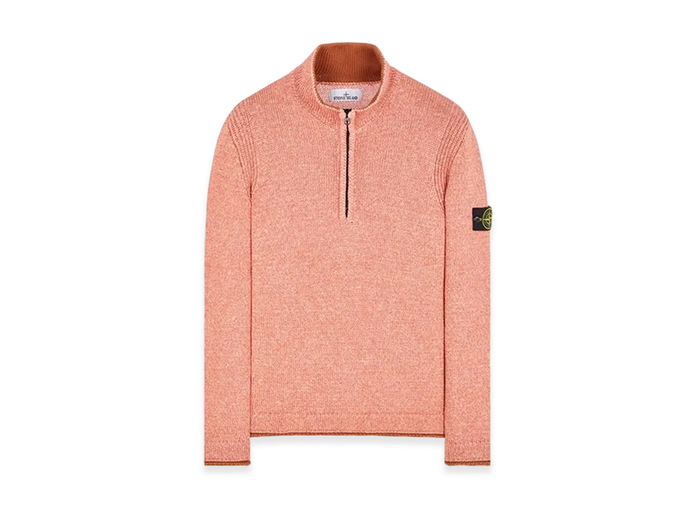 Stone Island 522B3 Color Sprayed Tape Half Zip Up Knit - 24SS "Rust"