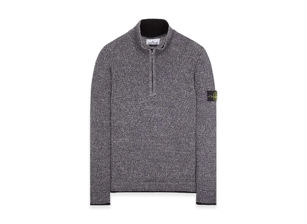 Stone Island 522B3 Color Sprayed Tape Half Zip Up Knit - 24SS "Black"