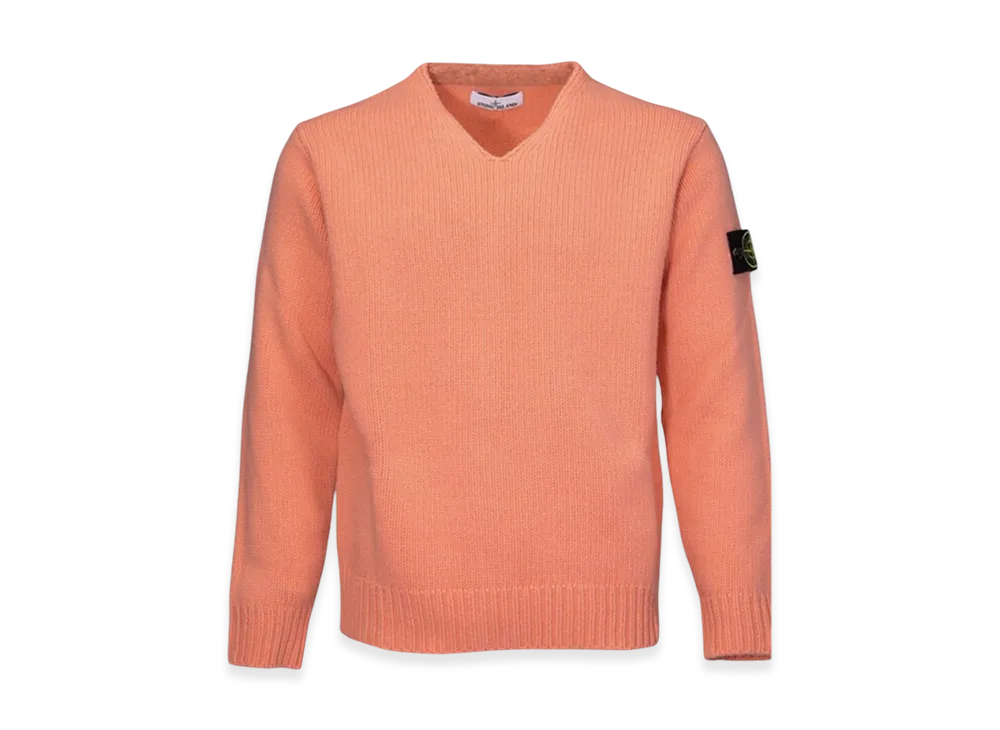 Stone Island 522A3 Wappen Patch V-Neck Knit - 22FW "Peach"