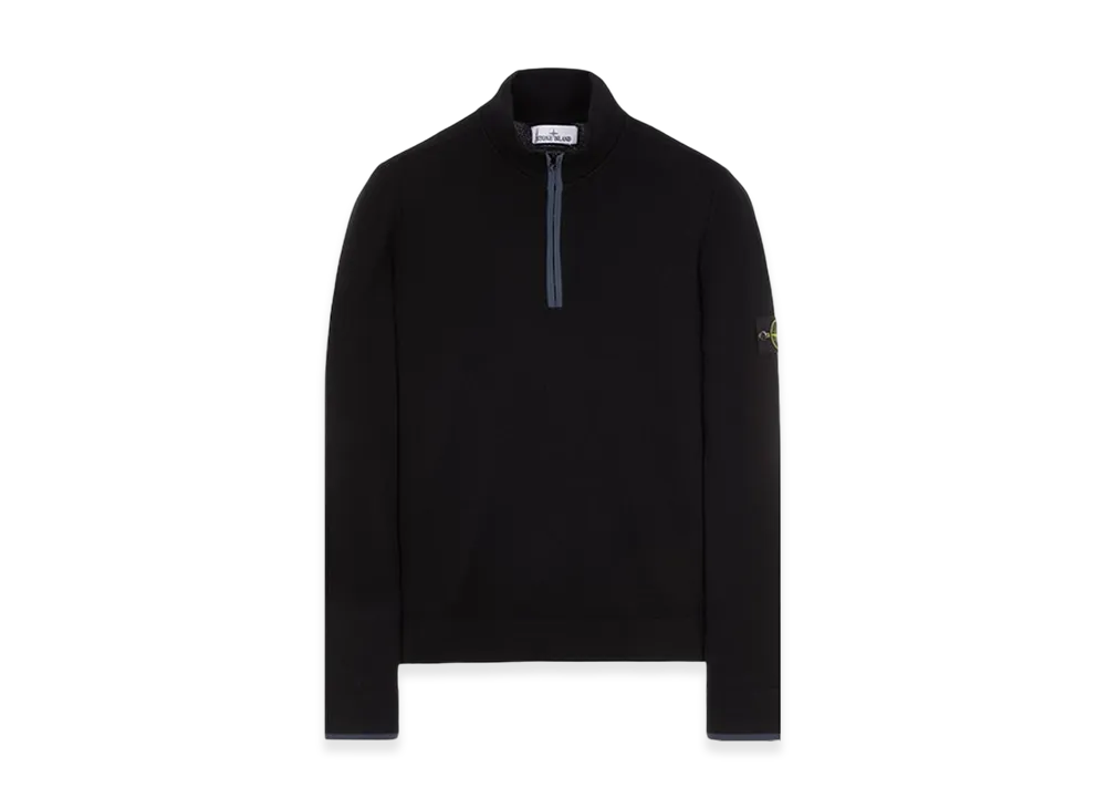 Stone Island 521A1 Stretch Wool Half Zip Up Knit - 23FW "Black"