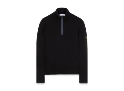 Stone Island 521A1 Stretch Wool Half Zip Up Knit - 23FW "Black"
