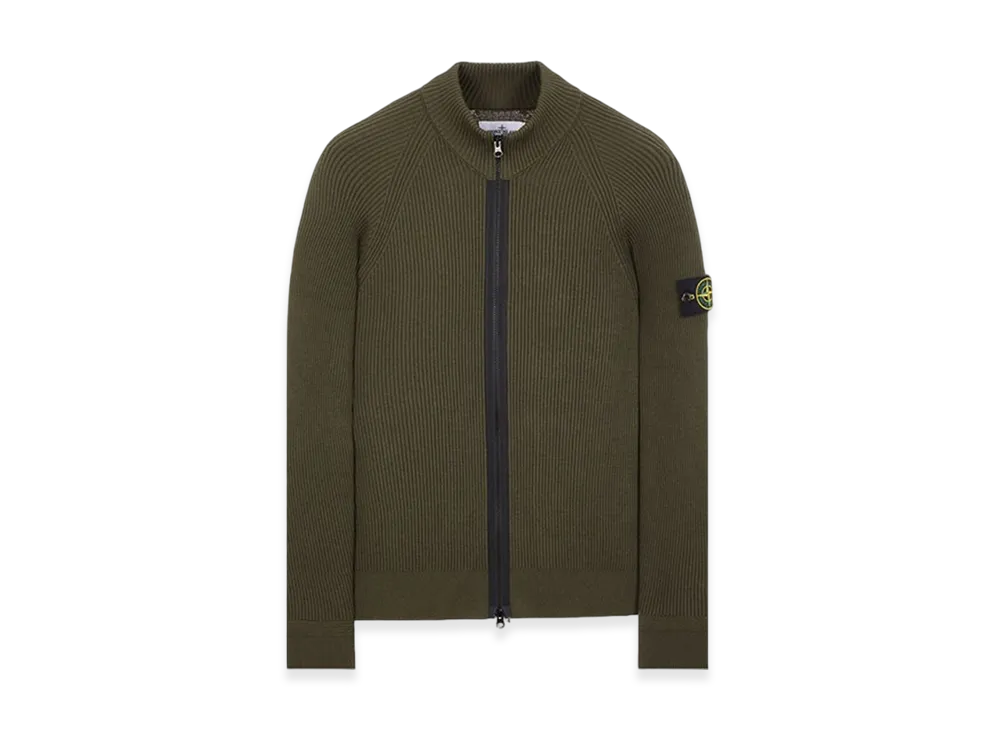 Stone Island 519C2 Wool Zipped Cardigan - 23FW "Olive Green"