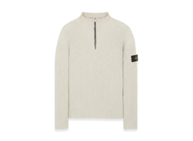 Stone Island 516C2 Full-Rib Wool Half Zip Up Knit - 23FW "Stucco"