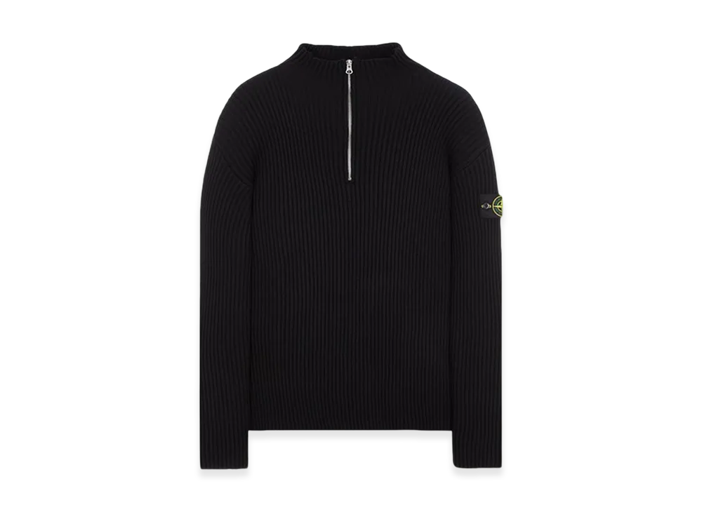 Stone Island 516C2 Full-Rib Wool Half Zip Up Knit - 23FW "Black"