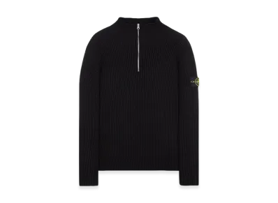 Stone Island 516C2 Full-Rib Wool Half Zip Up Knit - 23FW "Black"