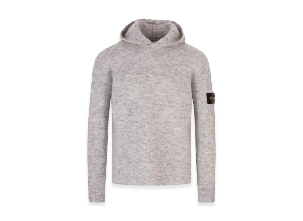 Stone Island 515D5 Wappen Patch Mohair Wool Hooded Knit - 22FW "Grey Melange"