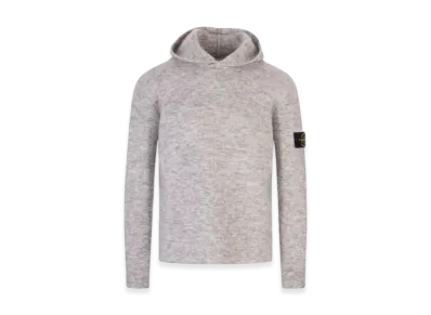 Stone Island 515D5 Wappen Patch Mohair Wool Hooded Knit - 22FW "Grey Melange"