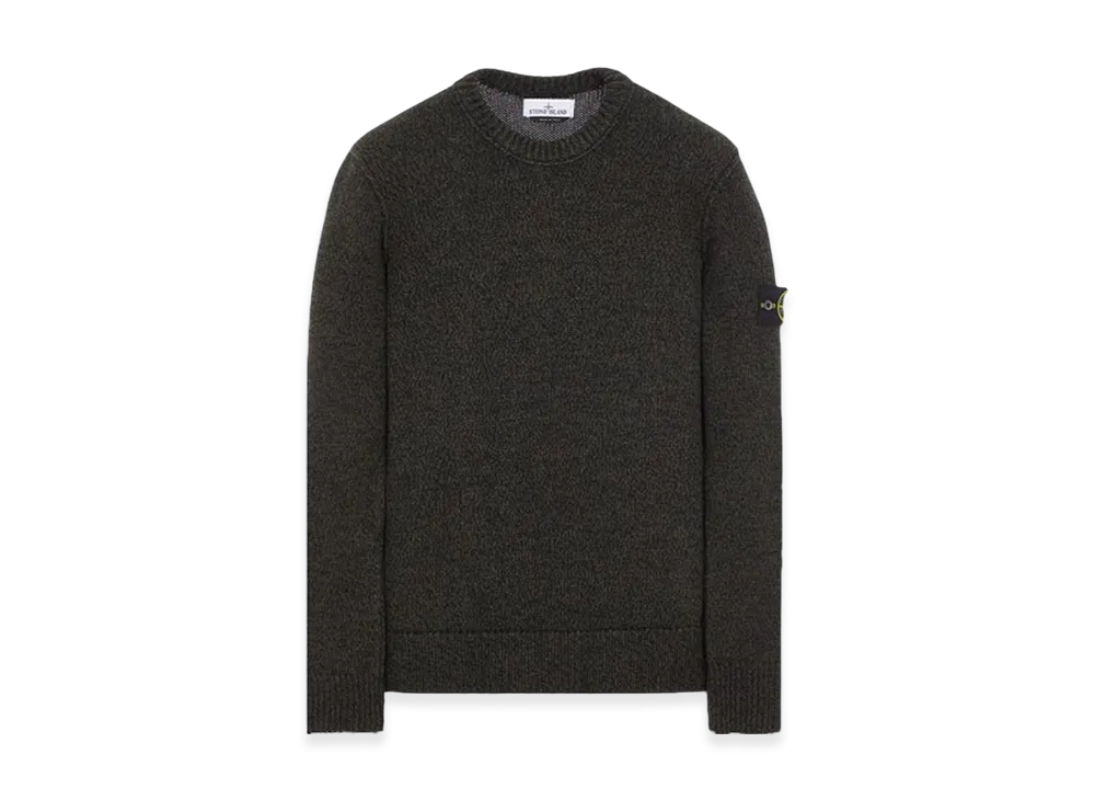 Stone Island 515A4 Three Color Mouline Lambswool Crewneck Knit - 23FW "Black"