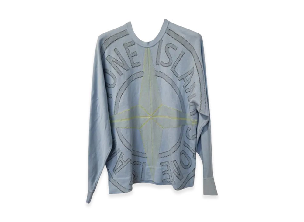 Stone Island 514D1 Logo Jaquard Pullover Knit - 21SS "Sky Blue"