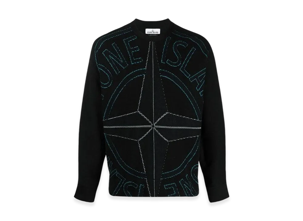 Stone Island 514D1 Logo Jaquard Pullover Knit - 21SS "Black"