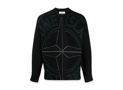 Stone Island 514D1 Logo Jaquard Pullover Knit - 21SS "Black"