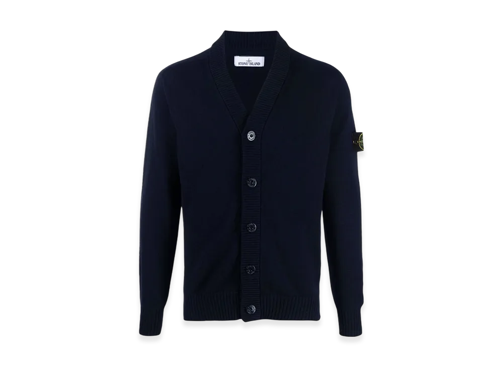 Stone Island 512B0 Stocking Stitch Cotton-Nylon Knit Cardigan - 22SS "Navy Blue"