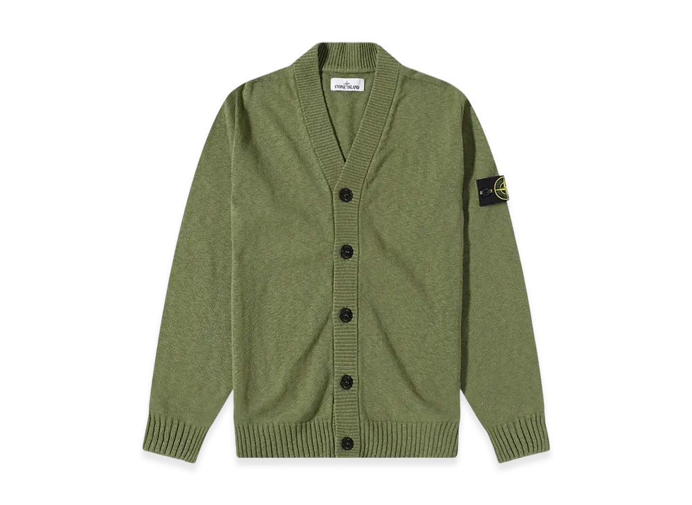 Stone Island 512B0 Stocking Stitch Cotton-Nylon Knit Cardigan - 22SS "Olive Green"