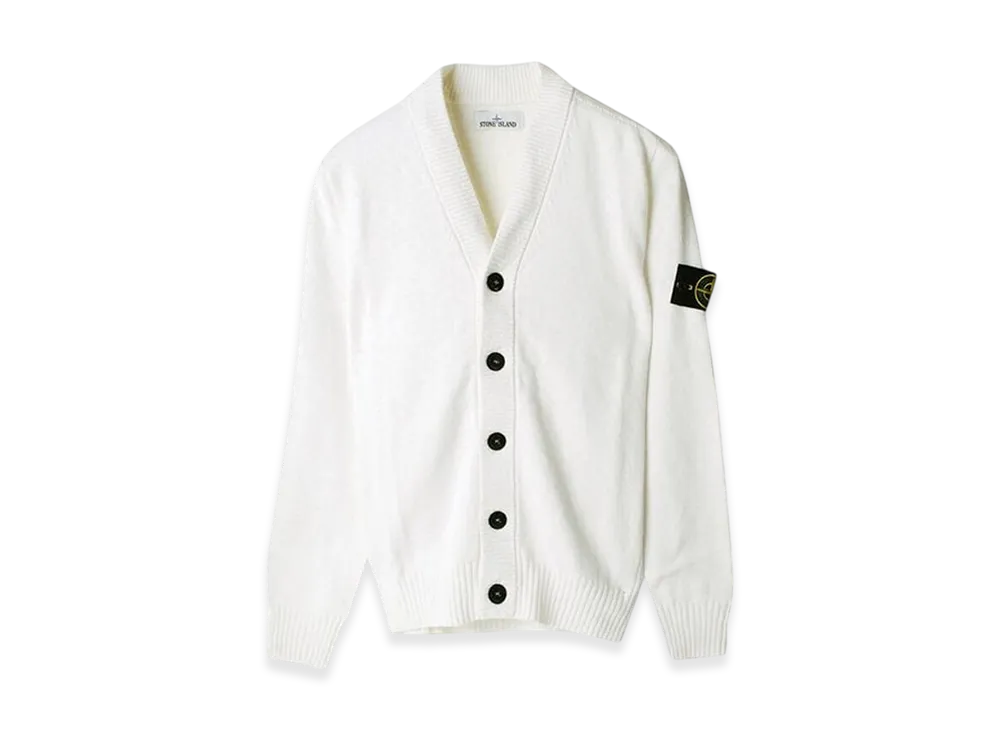 Stone Island 512B0 Stocking Stitch Cotton Nylon Knit Cardigan- 22SS "White"