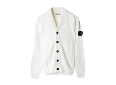 Stone Island 512B0 Stocking Stitch Cotton Nylon Knit Cardigan- 22SS "White"