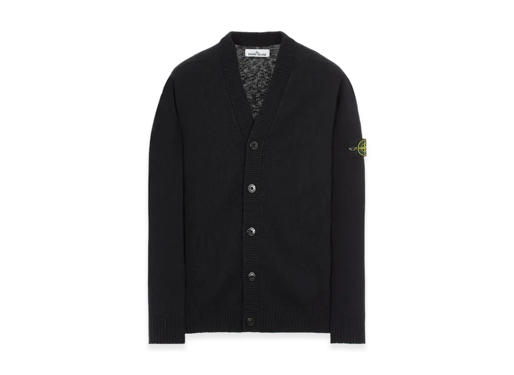 Stone Island 512B0 Stocking Stitch Cotton-Nylon Knit Cardigan - 22SS "Black"