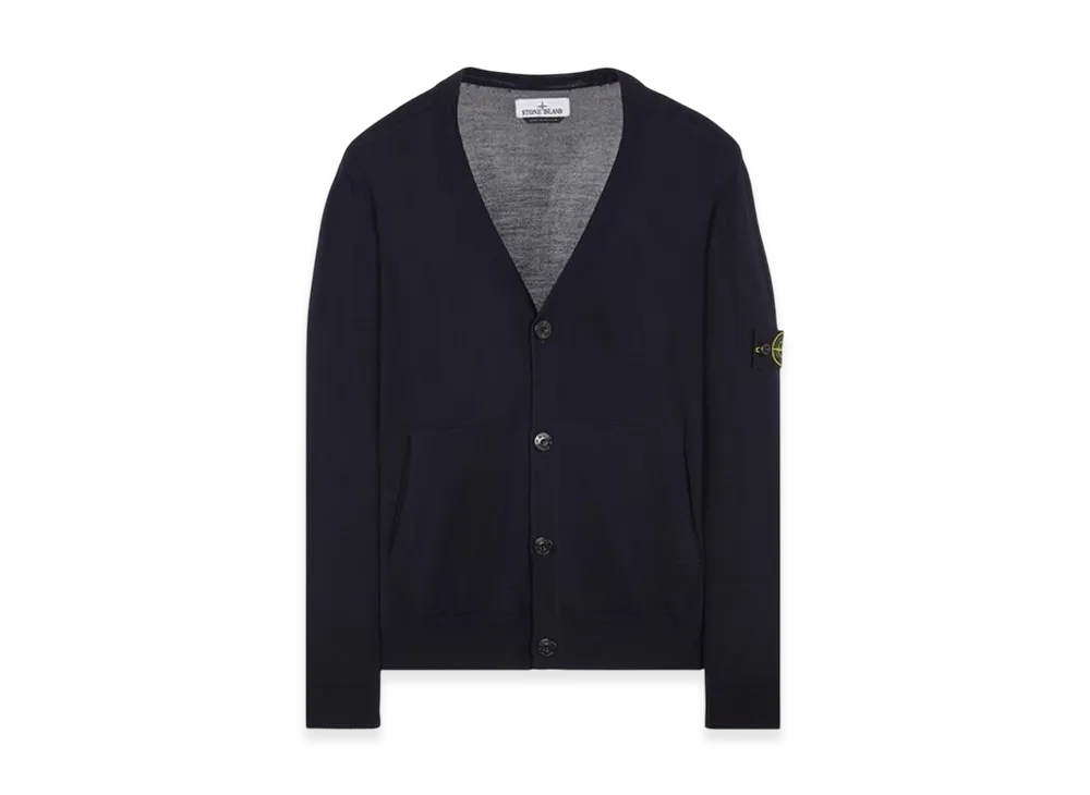 Stone Island 511C4 Pure Light Wool Knit Cardigan - 23FW "Navy Blue"