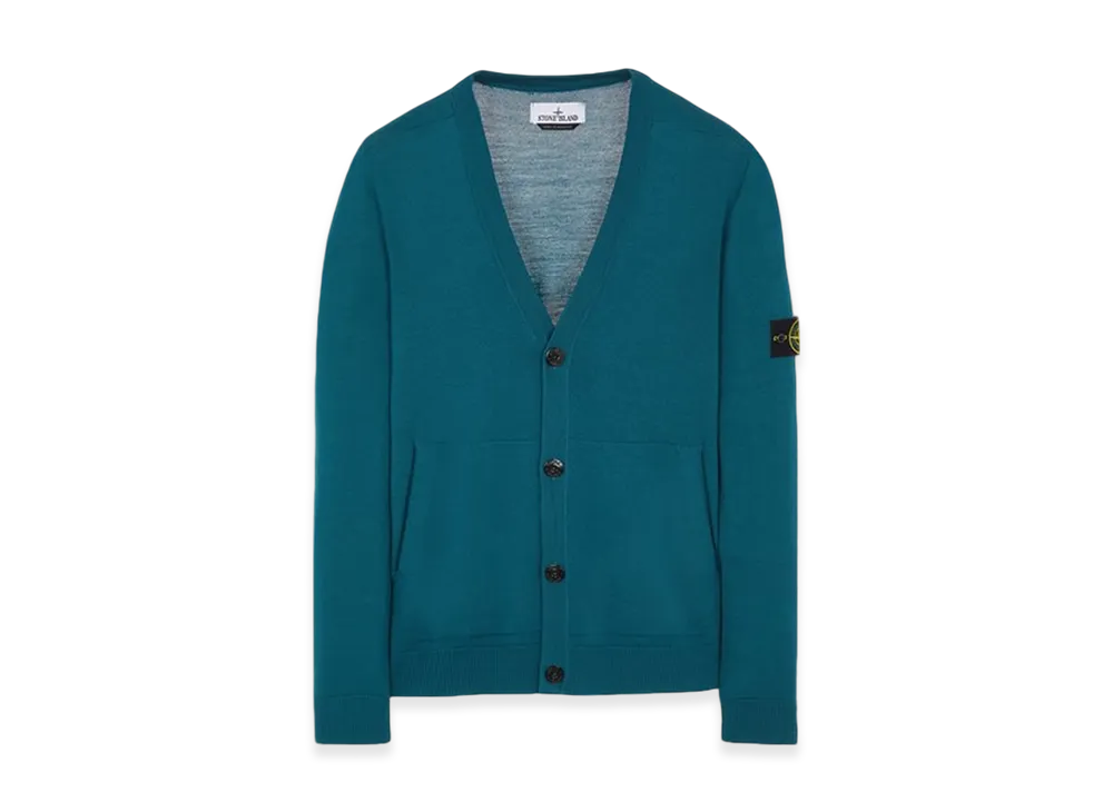 Stone Island 511C4 Pure Light Wool Knit Cardigan - 23FW "Dark Teal Green"
