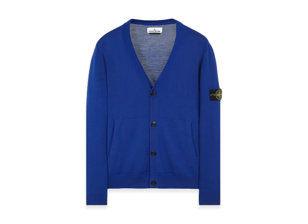 Stone Island 511C4 Pure Light Wool Knit Cardigan - 23FW "Ultramarine Blue"
