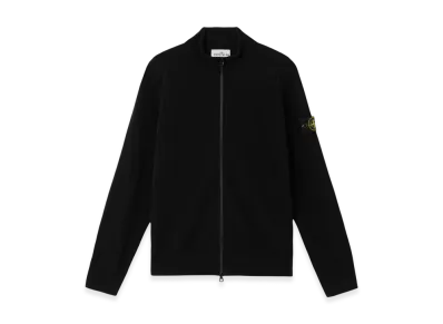 Stone Island 5100044 Light RWS Geelong Wool Loose Fit Zip Cardigan with Ribbing - 25SS "Black"