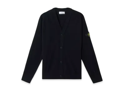 Stone Island 5100023 Light RWS Geelong Wool Oversized-Fit V-Neck Cardigan with Buttons - 25SS "Black"