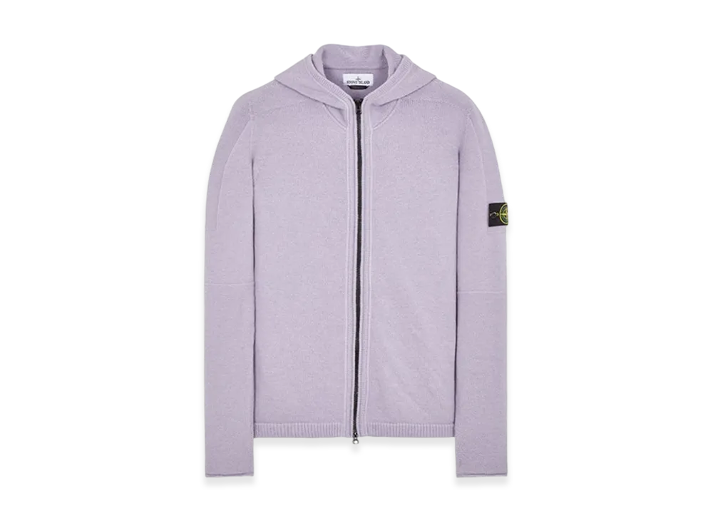 Stone Island 509A3 Lambswool Hooded Cardigan Knit - 23FW "Lavender"