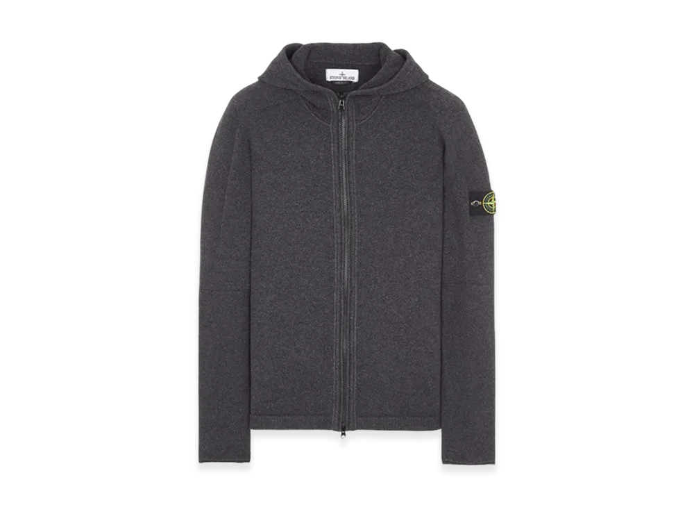 Stone Island 509A3 Lambswool Hooded Cardigan Knit - 23FW "Steel Grey Melange"