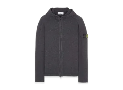 Stone Island 509A3 Lambswool Hooded Cardigan Knit - 23FW "Steel Grey Melange"
