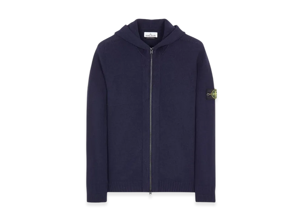 Stone Island 509A3 Lambswool Hooded Cardigan Knit - 22FW "Navy Blue"