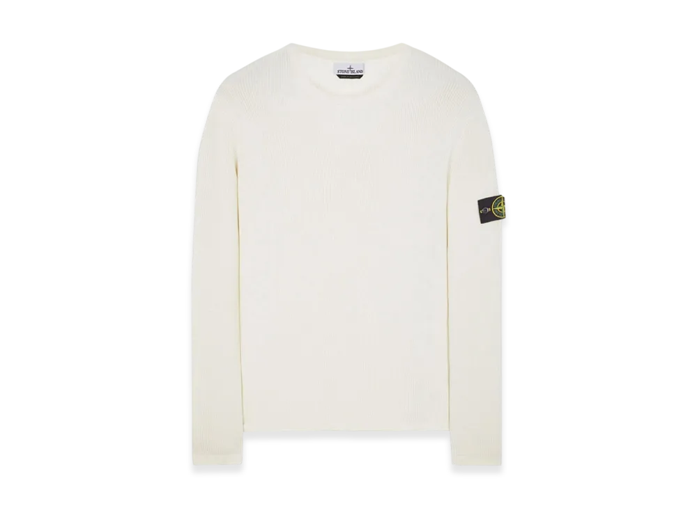 Stone Island 507D8 Ribbed Soft Cotton Crewneck Knit - 23SS "Natural White"