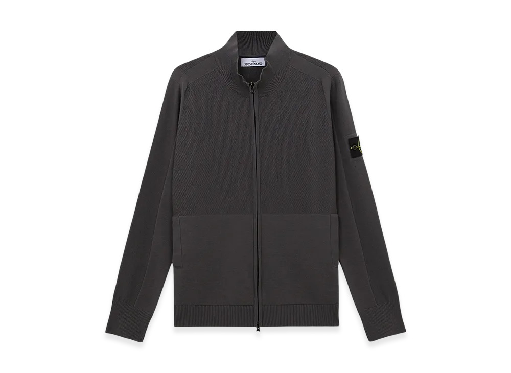 Stone Island 504A4 Stretch RWS Wool Cardigan with Two Way Zipper - 24FW "Lead Grey"
