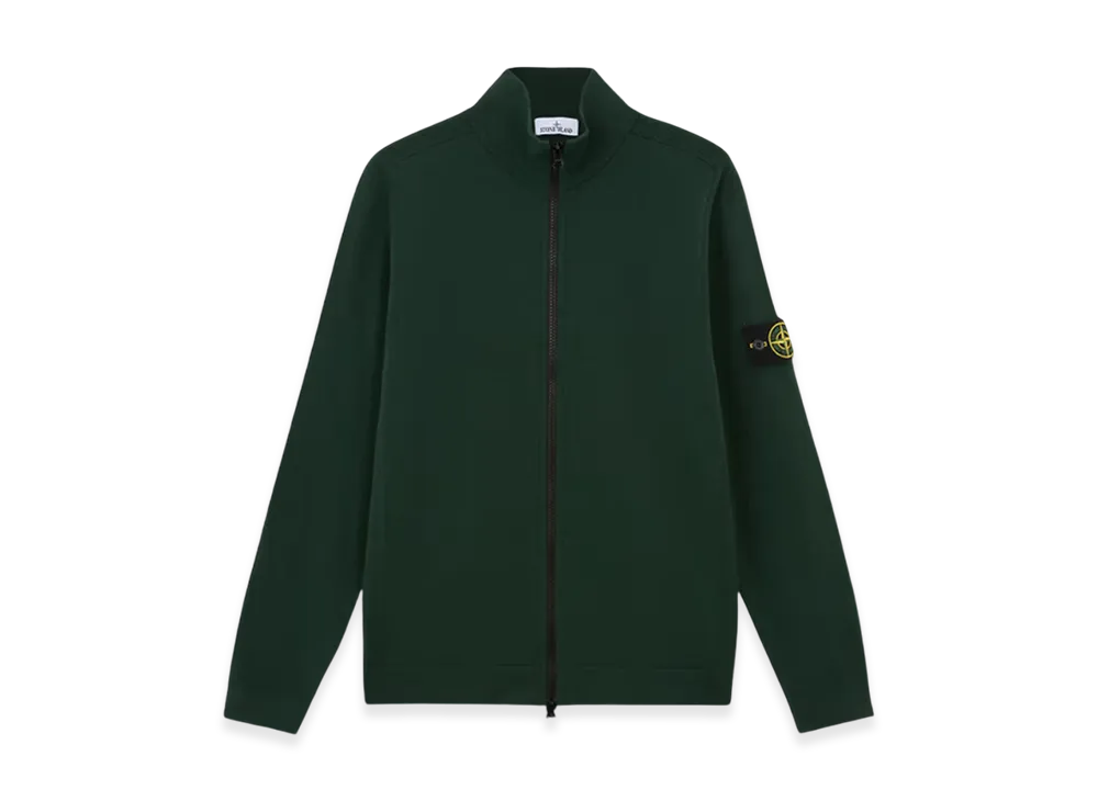 Stone Island 503A1 Stretch RWS Wool Knit Cardigan with Two Way Zipper - 24FW "Musk Green"