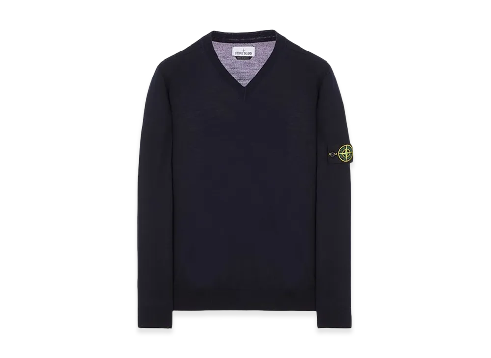Stone Island 501C4 Pure Light Wool V-Neck Knit - 23FW "Navy Blue"