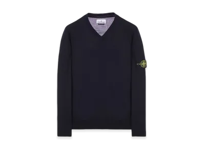 Stone Island 501C4 Pure Light Wool V-Neck Knit - 23FW "Navy Blue"