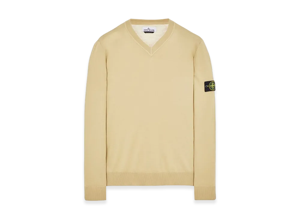 Stone Island 501C4 Pure Light Wool V-Neck Knit - 23FW "Ecru"