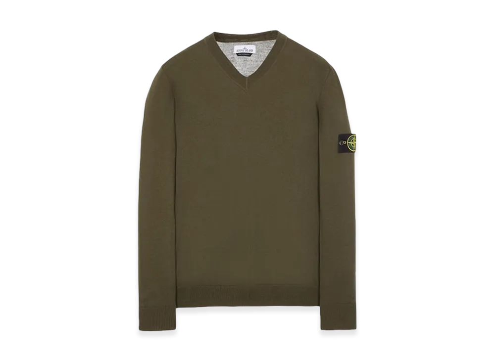 Stone Island 501C4 Pure Light Wool V-Neck Knit - 23FW "Olive Green"
