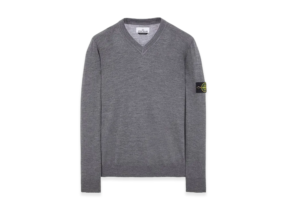 Stone Island 501C4 Pure Light Wool V-Neck Knit - 23FW "Dark Grey Melange"