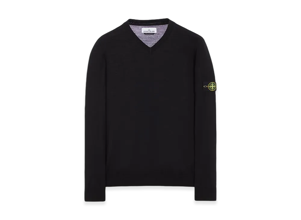 Stone Island 501C4 Pure Light Wool V-Neck Knit - 23FW "Black"