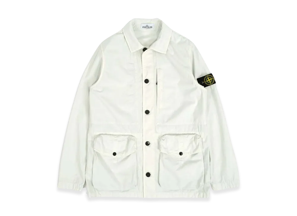 Stone Island 439WN Brushed Cotton Canvas Garment Dyed Old Effect Jacket - 22SS "Ice"