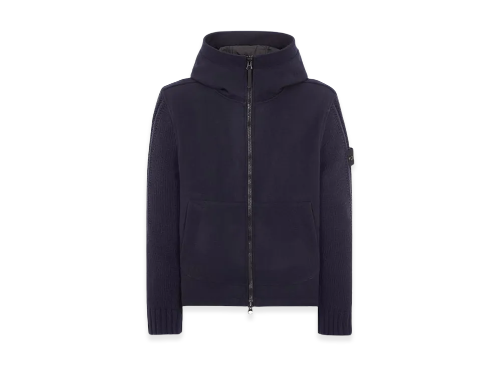 Stone Island 43930 Panno Speciale with Primaloft Insulation Technology Shetland Knit Hooded Blouson - 23FW "Marine Blue"