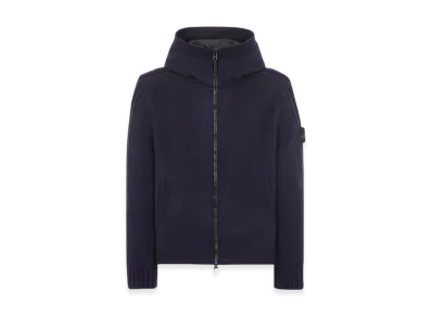 Stone Island 43930 Panno Speciale with Primaloft Insulation Technology Shetland Knit Hooded Blouson - 23FW "Marine Blue"