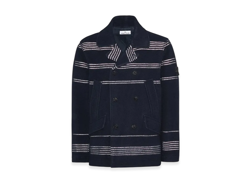 Stone Island 42952 Panno Militare + Righe Reflective Jacket - 22FW "Navy Blue"