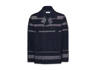 Stone Island 42952 Panno Militare + Righe Reflective Jacket - 22FW "Navy Blue"