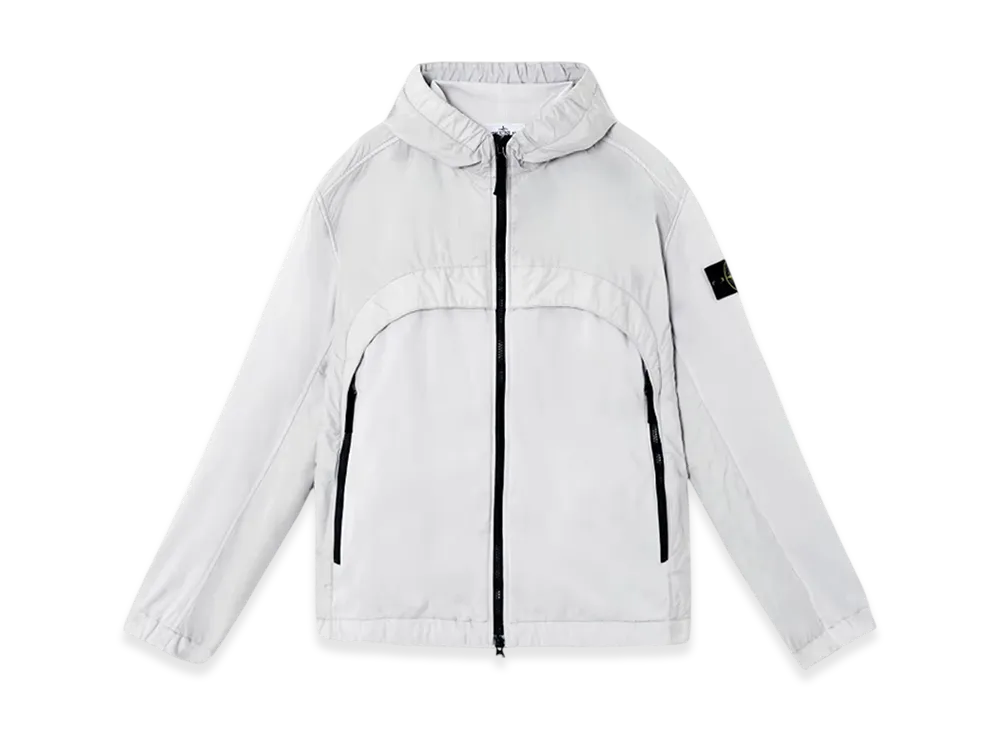 Stone Island 4100041 Crinkle Reps R-NY Hooded Jacket - 25SS "Pearl Grey"