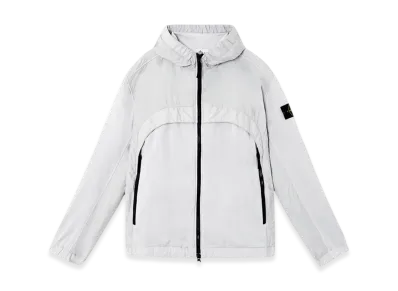 Stone Island 4100041 Crinkle Reps R-NY Hooded Jacket - 25SS "Pearl Grey"